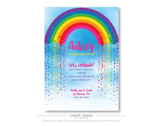 Invitation Danniversaire Darc En Ciel Invitation Etsy Invitation Danniversaire Darc En Ciel Invitation Etsy