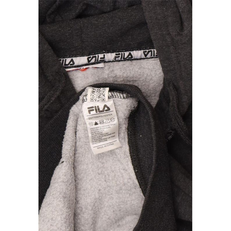 Sudadera con capucha y cremallera gráfica para hombre de Fila, de algodón gris grande imagen 3