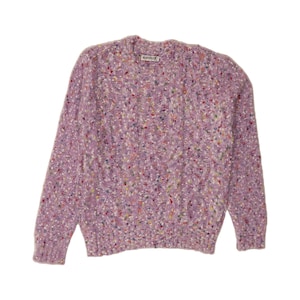 Pull ras du cou pour femme vintage UK 16 large modal violet moucheté