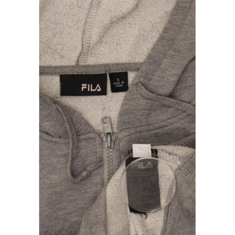 Sudadera con capucha y cremallera Fila para hombre, talla pequeña, color gris jaspeado, poliéster. imagen 3