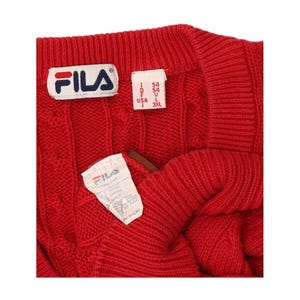 Jersey de cuello en V para hombre Fila IT 54 XL de algodón rojo imagen 3