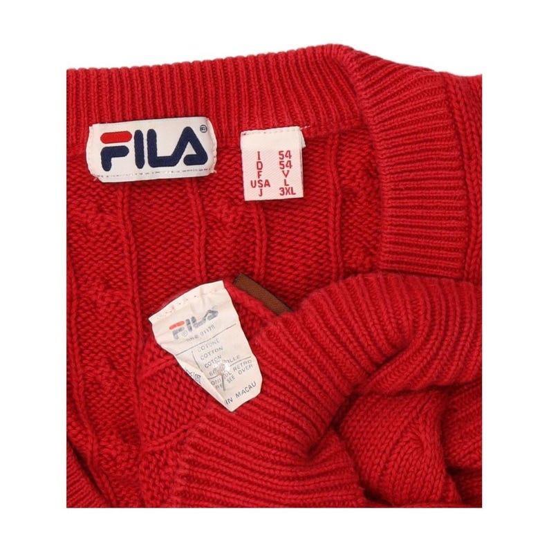 Jersey de cuello en V para hombre Fila IT 54 XL de algodón rojo imagen 3