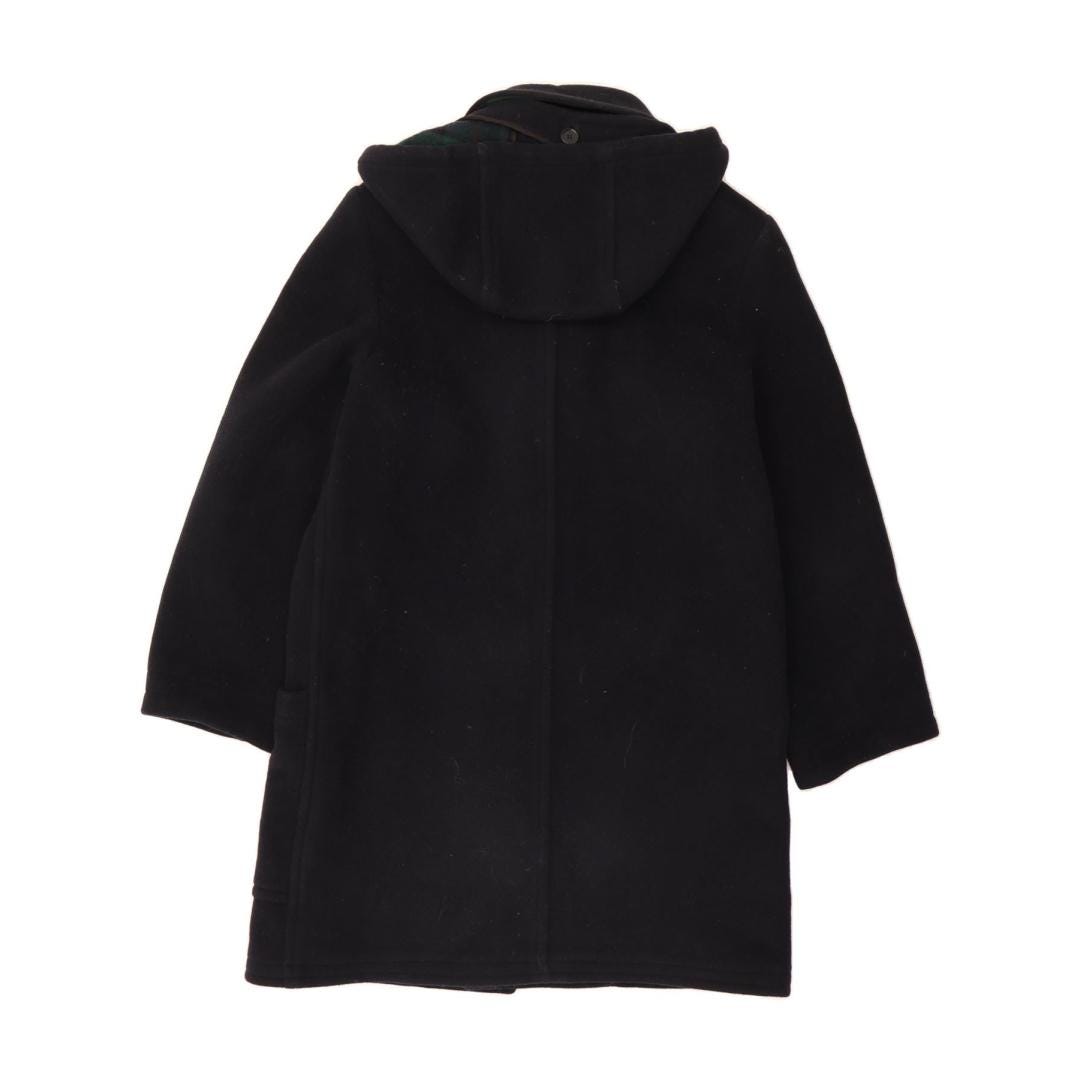 VINTAGE Mens Hooded Duffle Coat IT 50 Large Navy Blue Wool