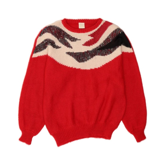 VINTAGE Pull à col rond pour femme IT 40/42 Rouge moyen color