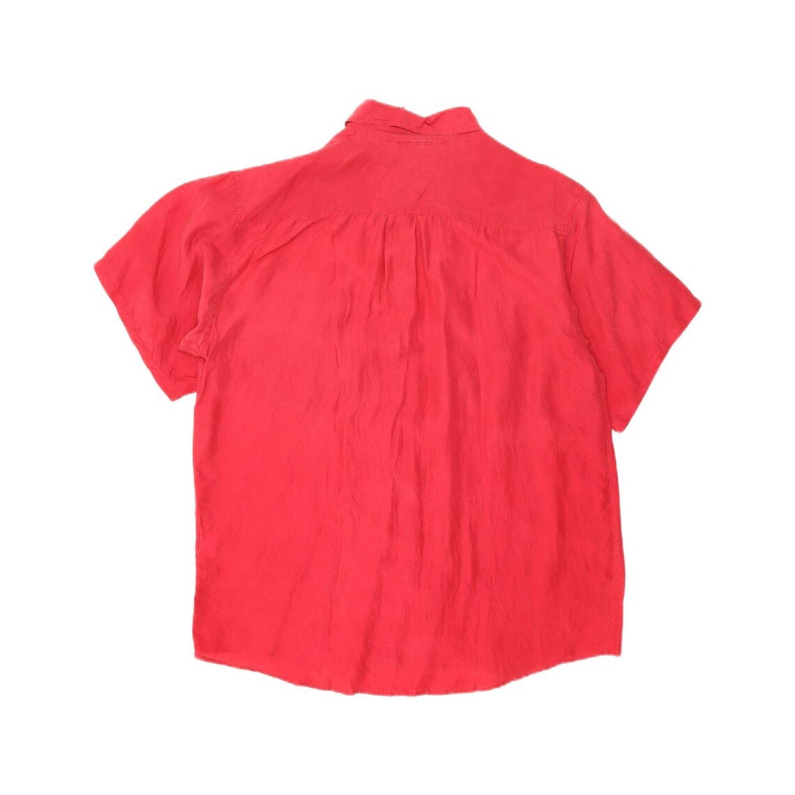 Vintage Mens Short Sleeve Shirt Medium Red Silk, foto 2 di 3
