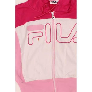 Fila womens oversized crop graphic zip hoodie sweater UK 6 XS pink image 3