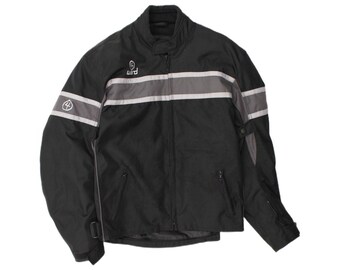 Vintage mens racer jacket UK 42 XL black striped