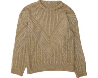 VINTAGE Mens Crew Neck Jumper Sweater XL Khaki