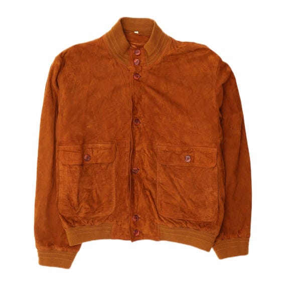 Vintage Mens Suede Bomber Jacket IT 56 3XL Brown Leather