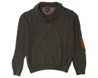 Marlboro Classics Mens Zip Neck Jumper Sweater Medium Green Wool