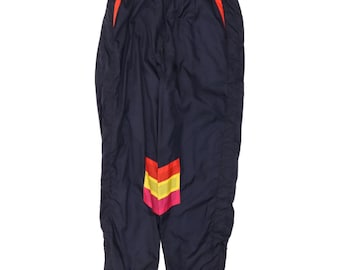 Vintage Mens Tracksuit Trousers Joggers Medium Navy Blue Colourblock