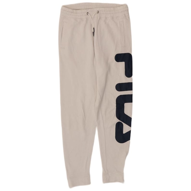 Pantalones de chándal con estampado gráfico para hombre de Fila, talla XS, algodón blanco imagen 1