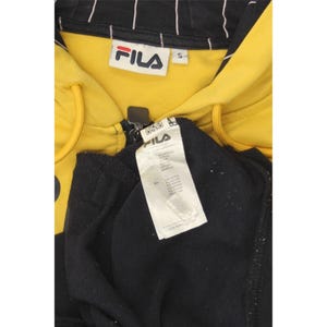 Bluza z kapturem Fila męska z nadrukiem i zamkiem błyskawicznym, mała, żółta, z bawełny w bloki kolorów zdjęcie 4
