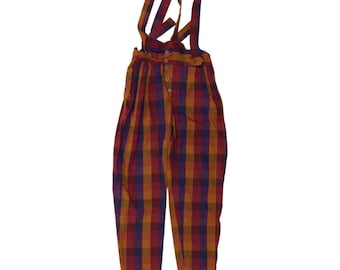 Vintage womens dungarees trousers EU 38 medium W32 L33 multicoloured check