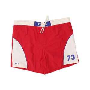 Fila Mens Graphic Swimming Shorts Medium Red Colourblock Polyester image 1