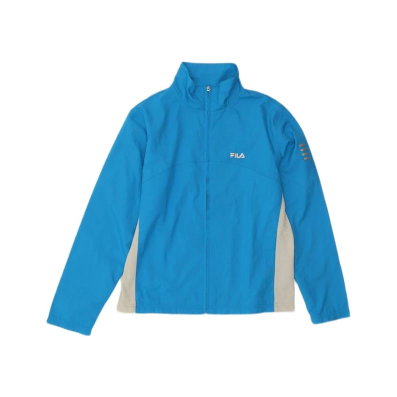 Fila womens tracksuit top jacket UK 14 medium blue colourblock polyester image 1