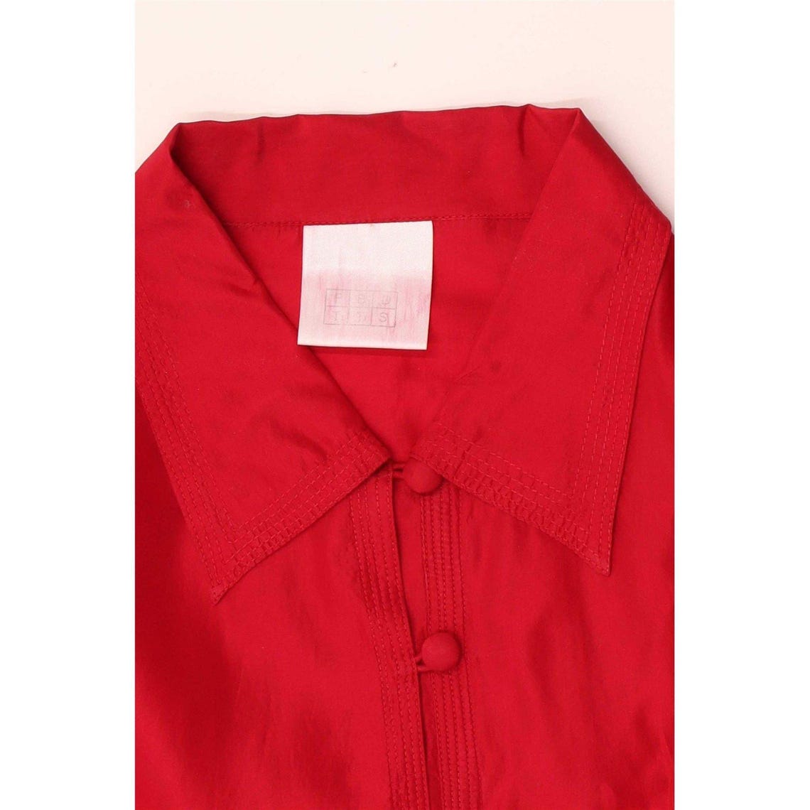 Vintage Womens Oversized Shirt Blouse UK 10 Small Red Silk, foto 4 di 4