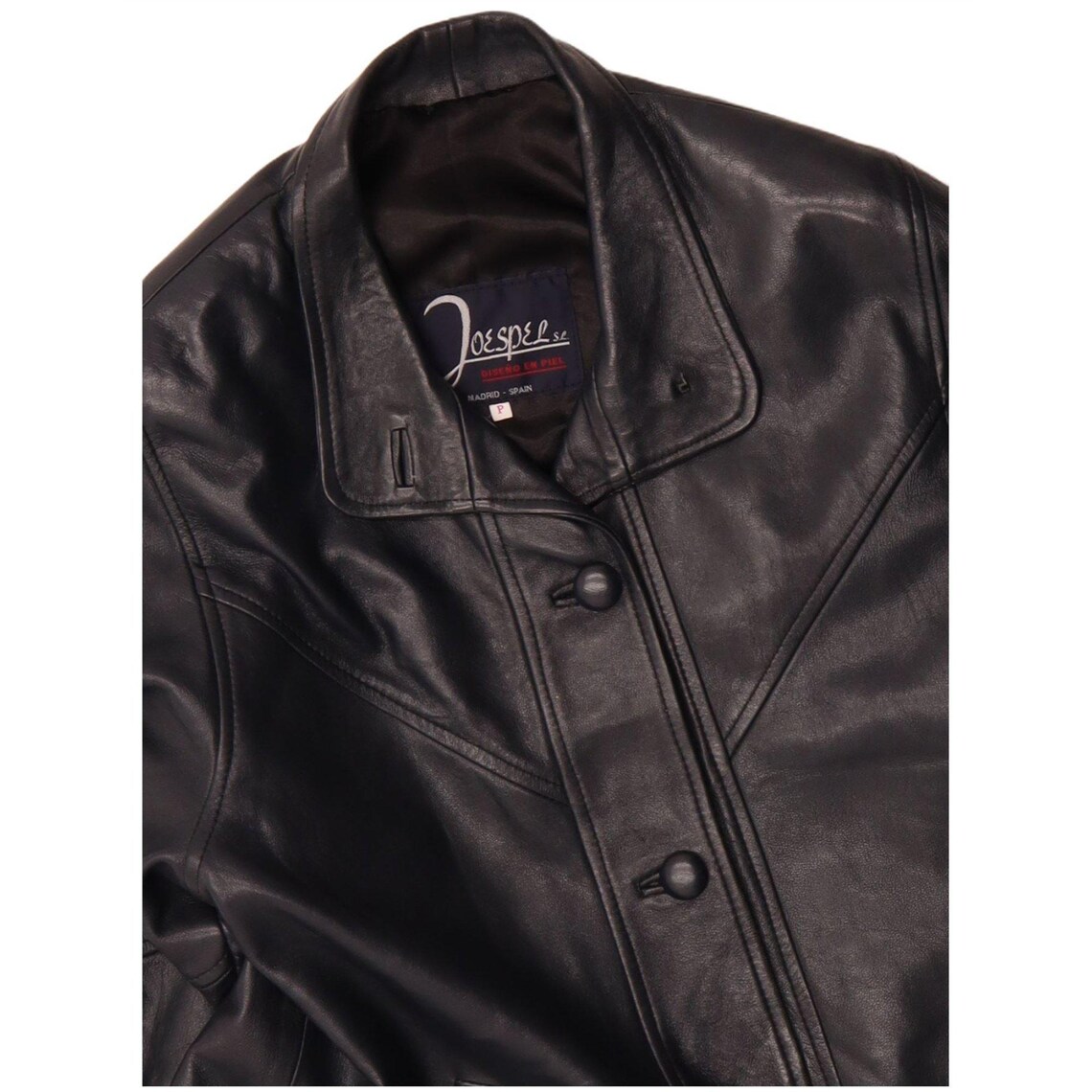 Vintage Womens Leather Jacket UK 14 Medium Black Leather, foto 3 di 3