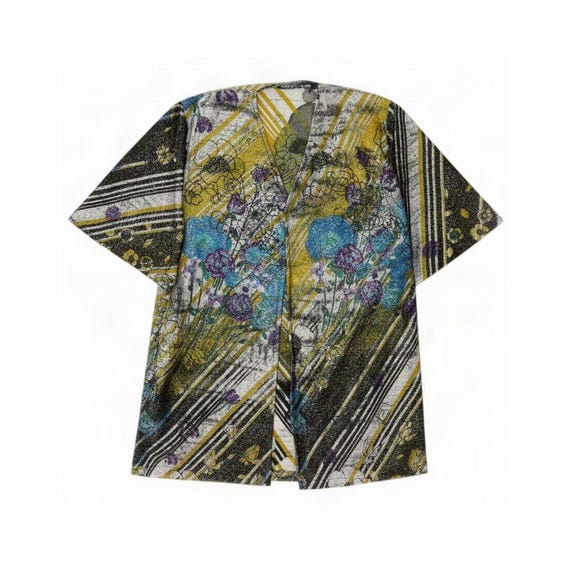 Vintage Womens Open Cardigan Top UK 10 Small Multicoloured Floral