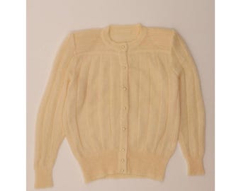 Maglione cardigan da donna VINTAGE UK 14 Large Giallo