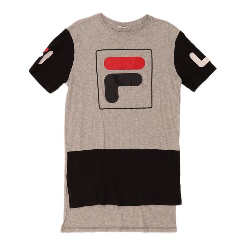 Fila womens oversized graphic t-shirt dress UK 10 small grey colourblock image 1