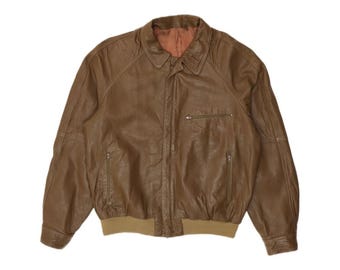 Vintage Mens Leather Jacket IT 48 Medium Green Leather