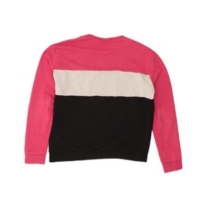 Fila Womens Graphic Sweatshirt Jumper UK 16 Large Pink Colourblock Cotton image 2