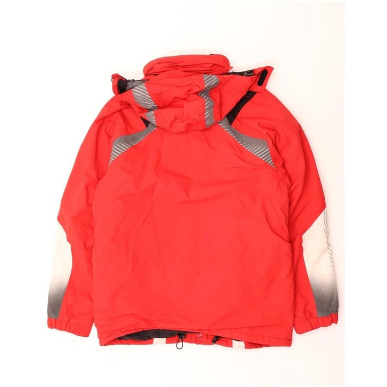 Fila Mens Hooded Windbreaker Jacket UK 40 Large Red Colourblock Polyamide image 2