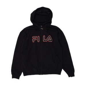 Fila mens graphic zip hoodie sweater large navy blue cotton image 1