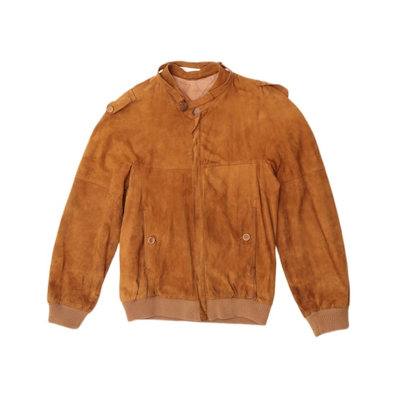 Vintage Mens Suede Bomber Jacket IT 50 Large Beige Leather