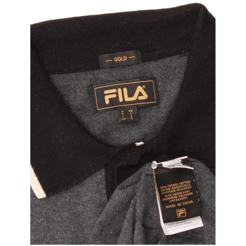 Fila Mens Polo Shirt Small Grey Colourblock Cotton image 3