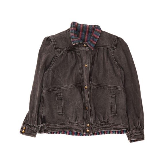 Vintage Womens Denim Jacket UK 14 Medium Grey