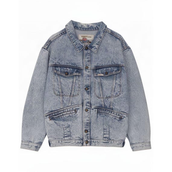 Vintage Mens Denim Jacket UK 38 Medium Blue Cotton