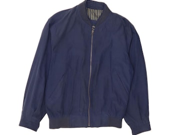 Chaqueta bomber vintage para hombre, talla 36, azul, poliéster.