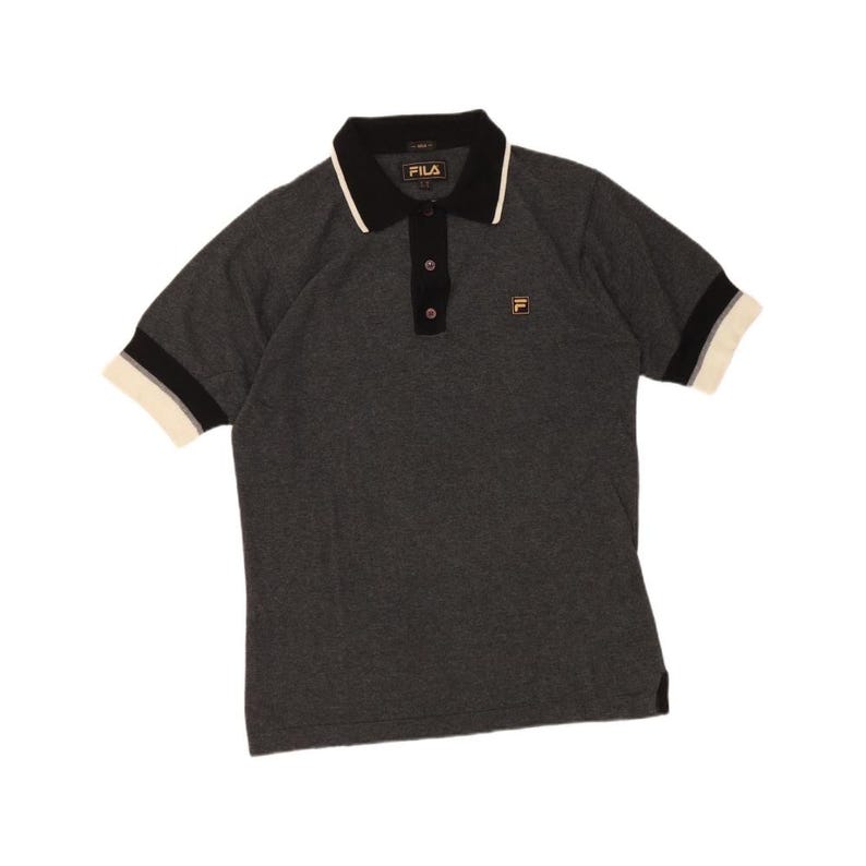 Fila Mens Polo Shirt Small Grey Colourblock Cotton image 1