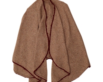 Cardigan/poncho da uomo vintage, taglia unica, beige screziato