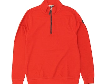 Vintage mens zip neck sweatshirt jumper small red cotton