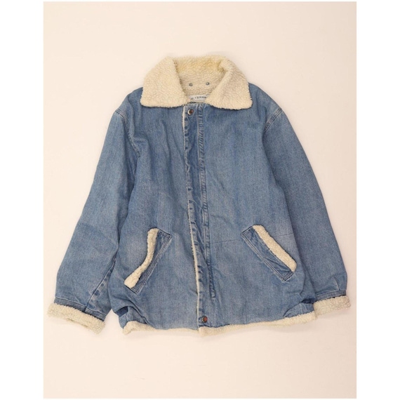 Vintage Mens Denim Sherpa Jacket UK 38 Medium Blue