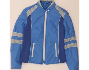 VINTAGE Veste coupe-vent pour femme UK 10 Small Bleu color block