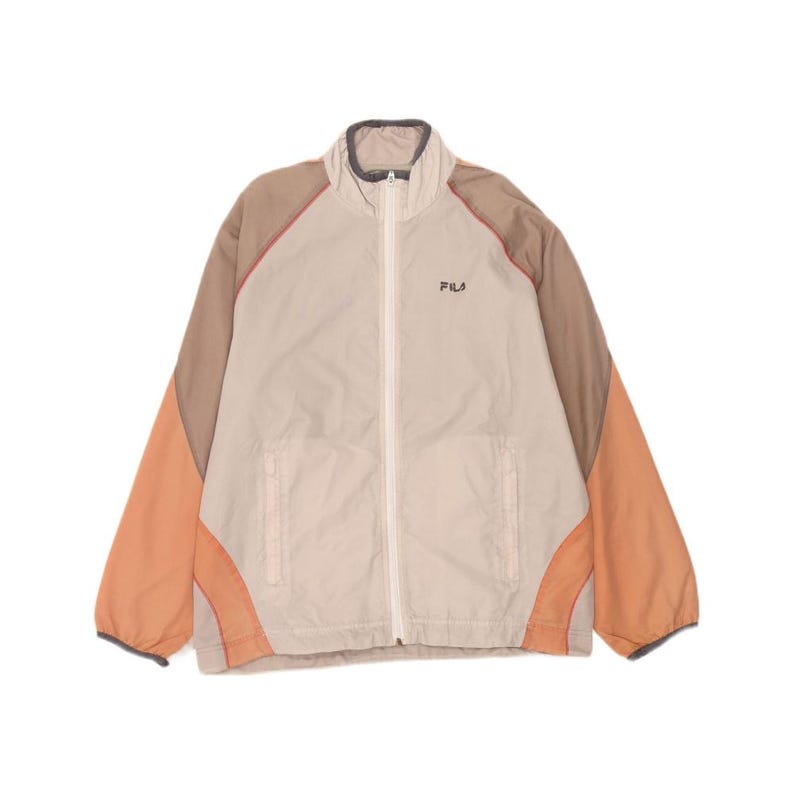 Fila Mens Tracksuit Top Jacket Small Beige Colourblock Polyamide image 1