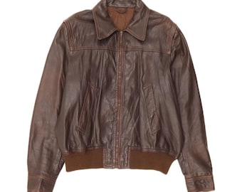 Vintage Mens Leather Jacket UK 42 XL Brown Leather