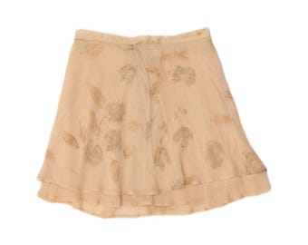 Vintage Womens Mini Skirt W28 Medium  Beige Floral