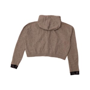 Fila womens crop graphic zip hoodie sweater UK 14 medium grey flecked image 2