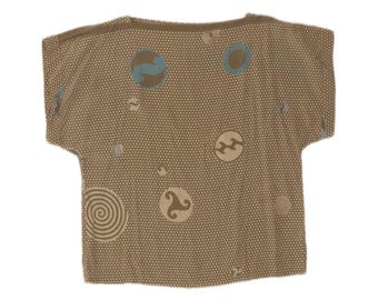 Vintage Womens T-Shirt Top UK 12 Medium Green Spotted