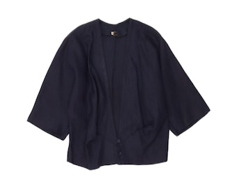 VINTAGE Womens Short Sleeve 2 Button Blazer Jacket IT 44 Medium Navy Blue