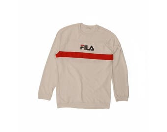 Fila mens graphic sweatshirt jumper XL white colourblock polyester