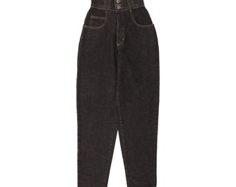 Vintage womens tapered jeans IT 34 2XS W23 L30 black cotton