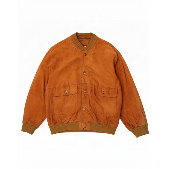Vintage Mens Suede Bomber Jacket IT 56 3XL Brown Leather