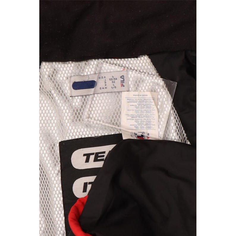 Fila Mens Hooded Windbreaker Jacket UK 40 Large Red Colourblock Polyamide image 3