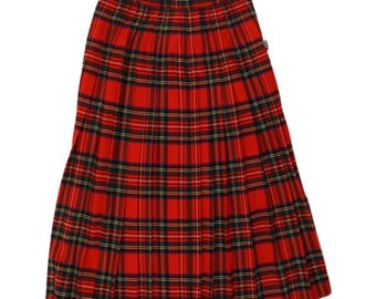 VINTAGE Womens Wrap Skirt W26 Small Red Plaid Wool
